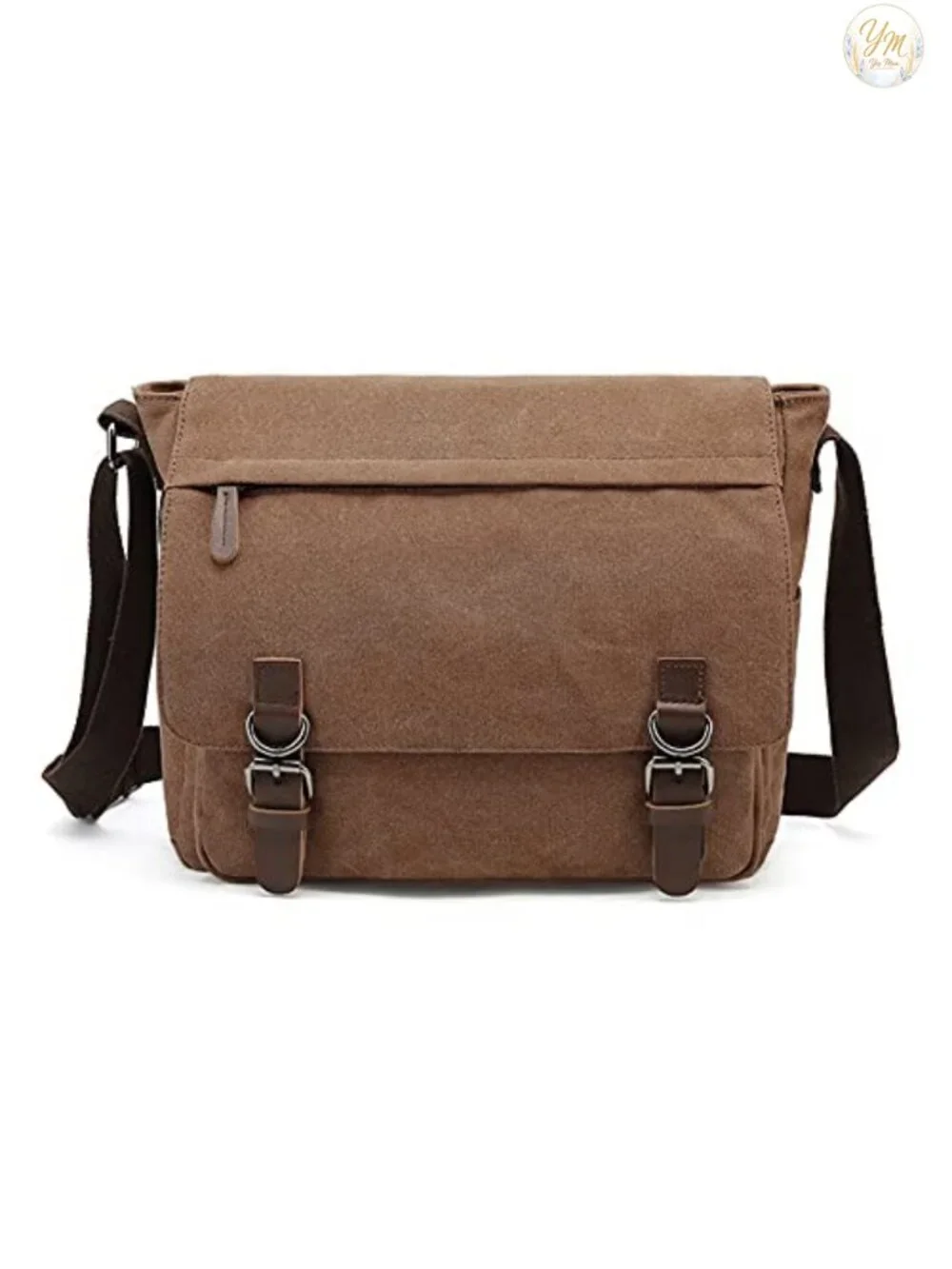 Vintage Canvas Messenger Bag Large Crossbody Bag with PU Leather for 15.6